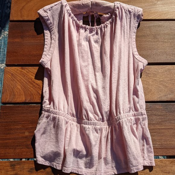 Exposed back top pink peplum waist Banana Republic factory Malibu modal … - Picture 3 of 5